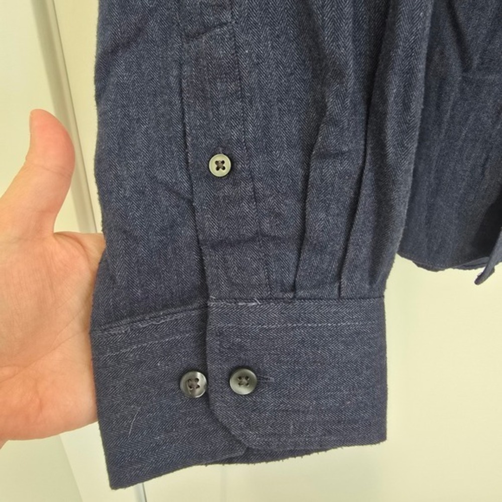 😀 Van Heusen Flex XXL Slim Fit Blue Herringbone Button Down Shirt - Picture 3 of 7